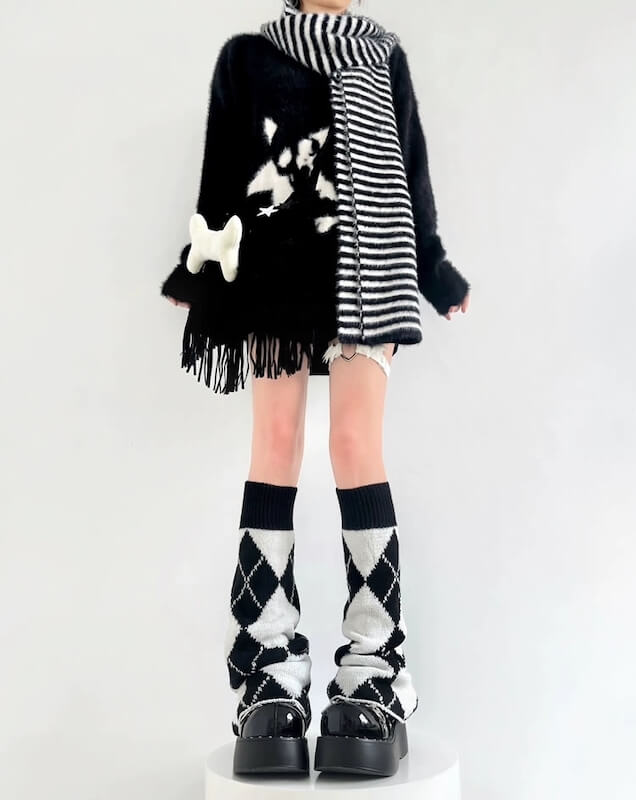 FASHION BLACK WHITE LEG WARMERS