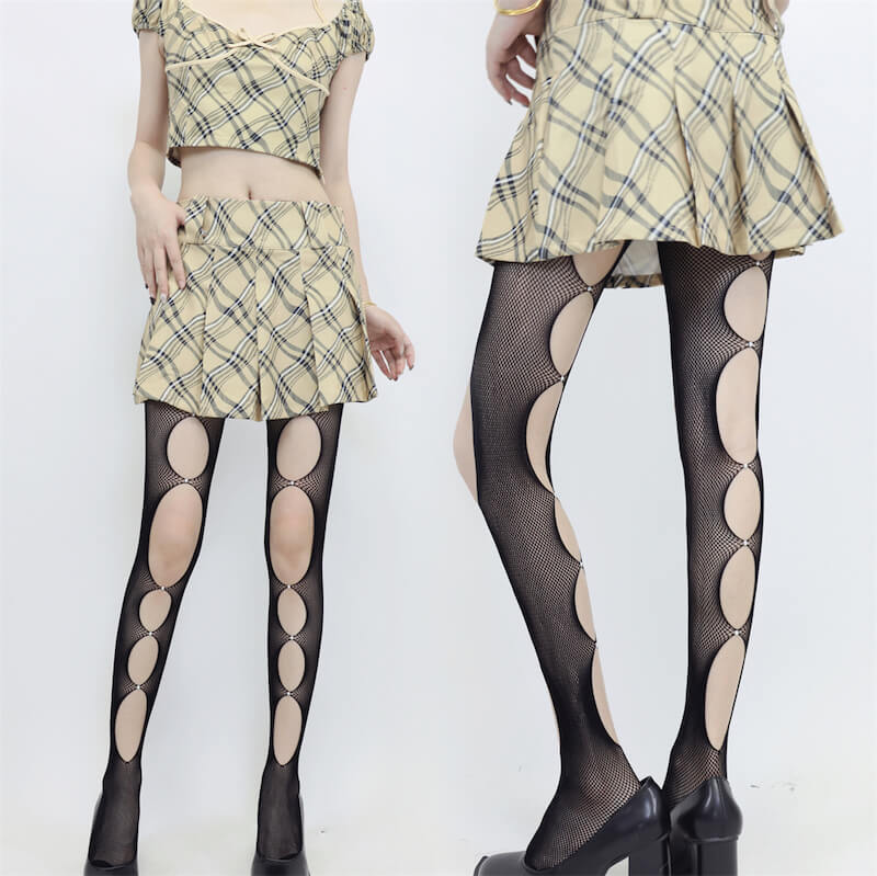 FASHION BROKEN HOLES BEADING TIGHTS