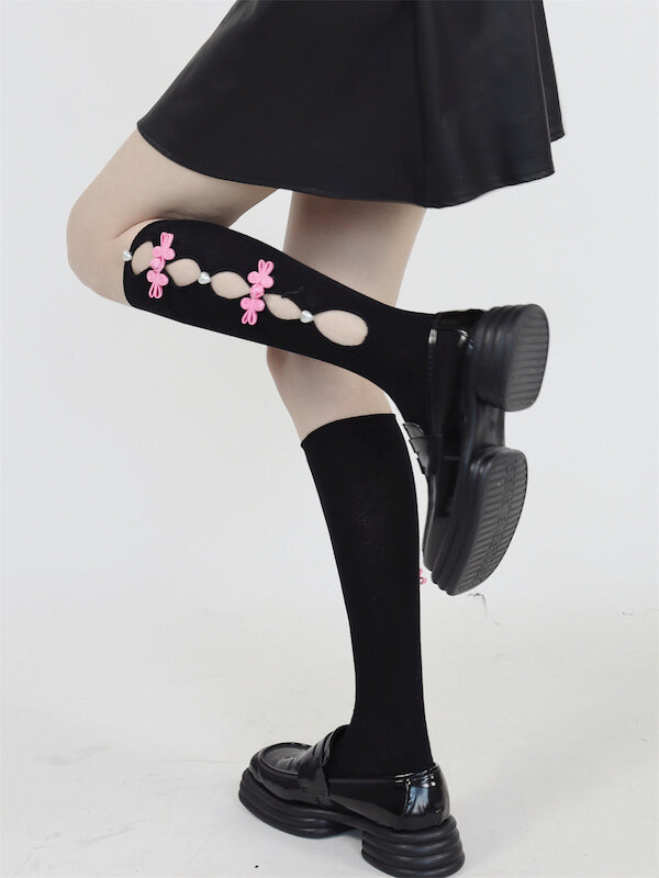 FASHION CHEONGSAM PINK BEAD STOCKINGS
