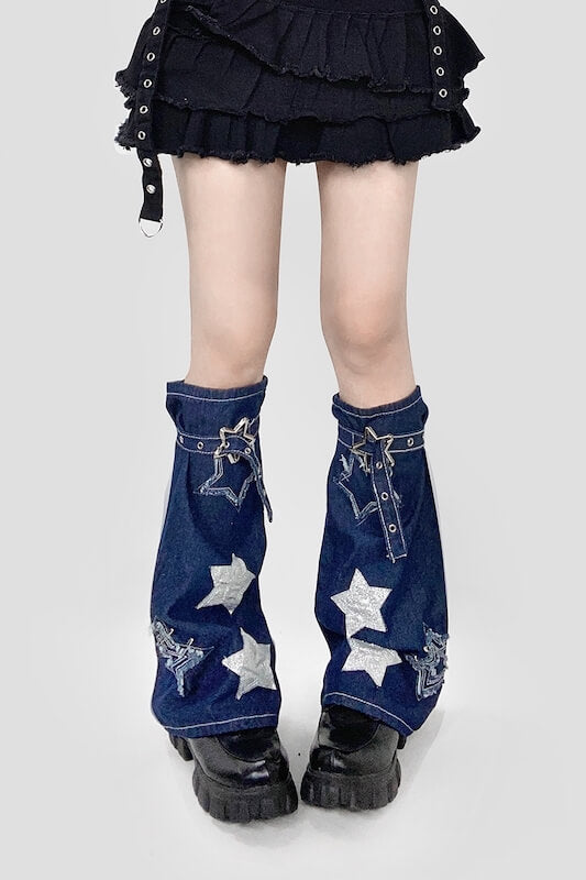 FASHION COOL STAR DENIM LEG WARMERS