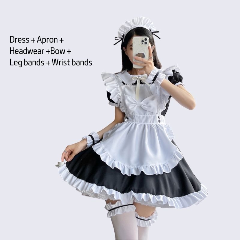 FASHION COSPLAY BOW MAID DRESS SET