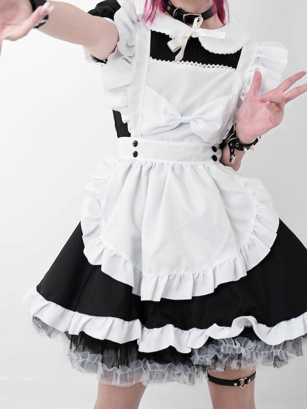 FASHION COSPLAY BOW MAID DRESS SET