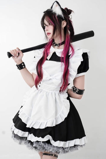 FASHION COSPLAY BOW MAID DRESS SET