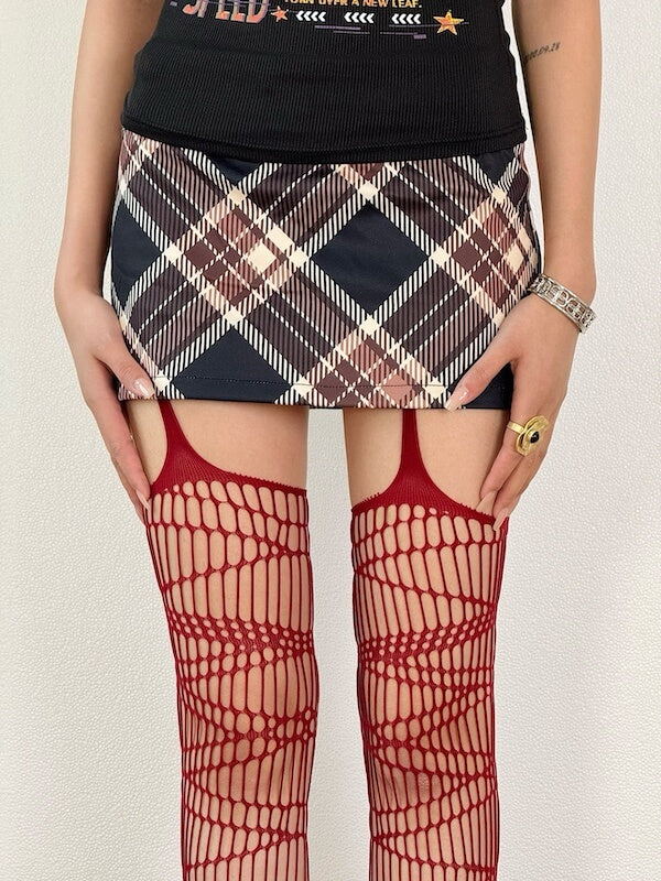 FASHION DARK PUNK STRAP RIPPED FISHNET TIGHTS