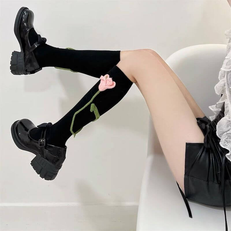 FASHION DELICATE TULIP FLOWERS STOCKINGS
