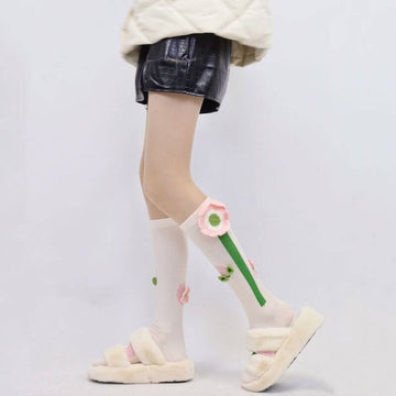 FASHION DELICATE TULIP FLOWERS STOCKINGS