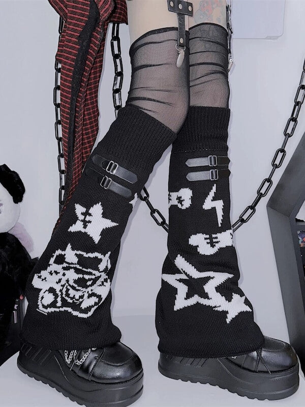 FASHION DEVIL STAR BUCKLE LEG WARMERS