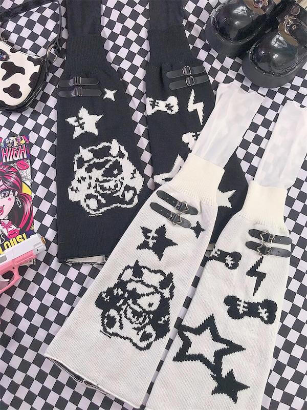 FASHION DEVIL STAR BUCKLE LEG WARMERS
