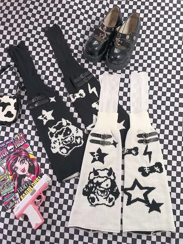 FASHION DEVIL STAR BUCKLE LEG WARMERS