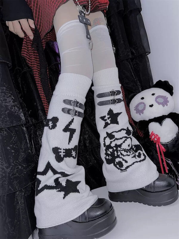 FASHION DEVIL STAR BUCKLE LEG WARMERS