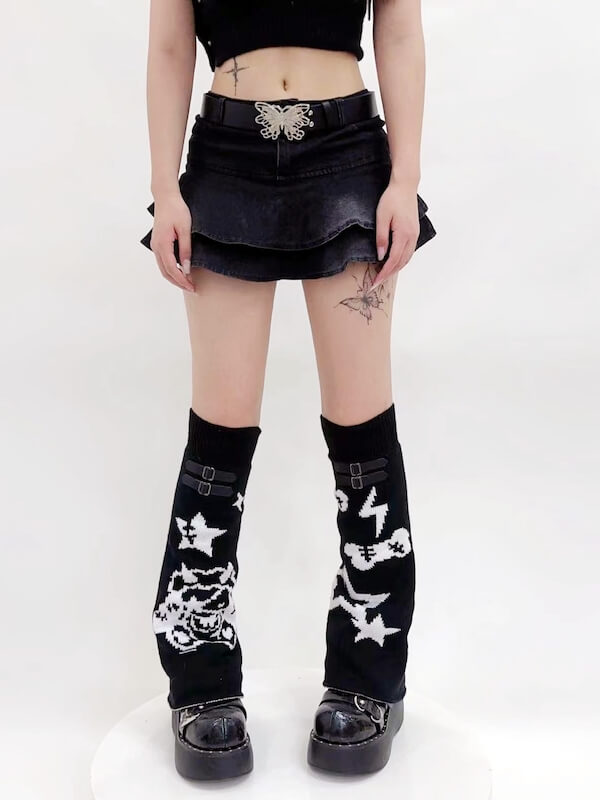FASHION DEVIL STAR BUCKLE LEG WARMERS