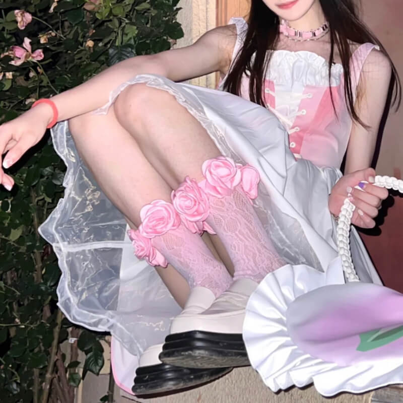 FASHION FAIRY CORE CAMELLIA LACE STOCKINGS