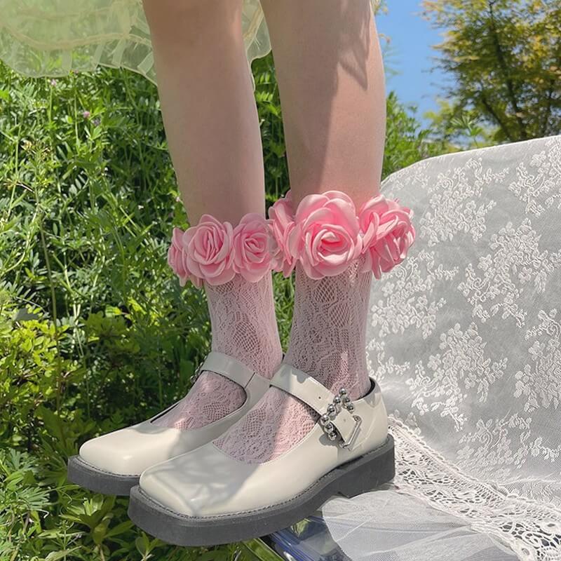 FASHION FAIRY CORE CAMELLIA LACE STOCKINGS