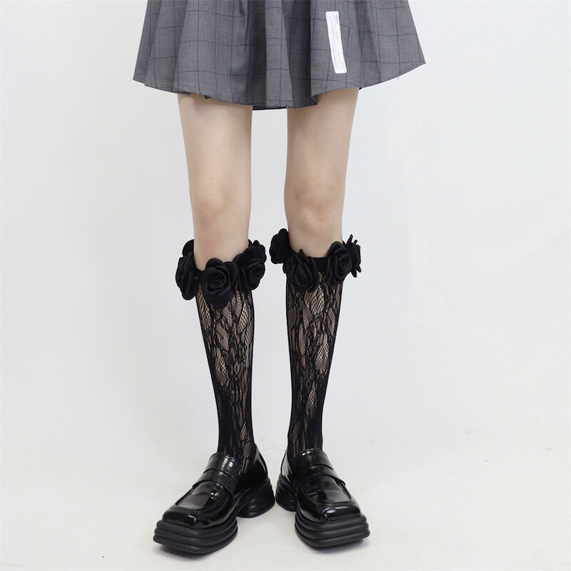 FASHION FAIRY CORE CAMELLIA LACE STOCKINGS