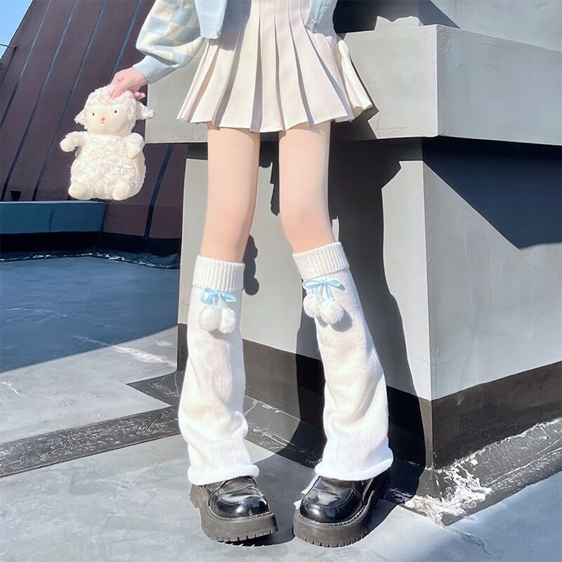FASHION FLUFFY POMPON GIRLY LEG WARMERS