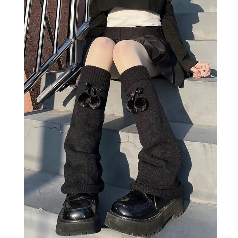 FASHION FLUFFY POMPON GIRLY LEG WARMERS