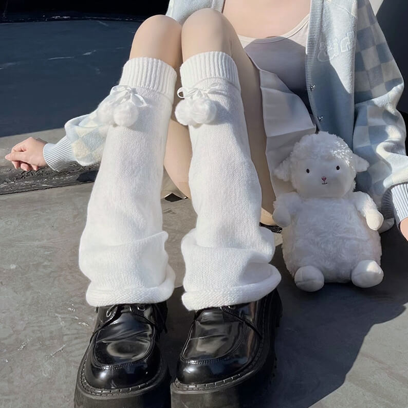 FASHION FLUFFY POMPON GIRLY LEG WARMERS
