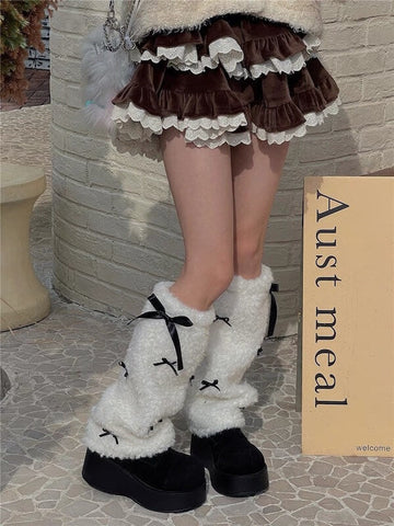 NEW FASHION FLUFFY SWEET BOW LEG WARMERS