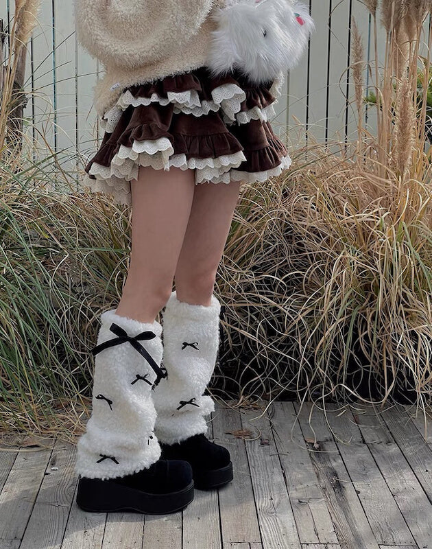 NEW FASHION FLUFFY SWEET BOW LEG WARMERS