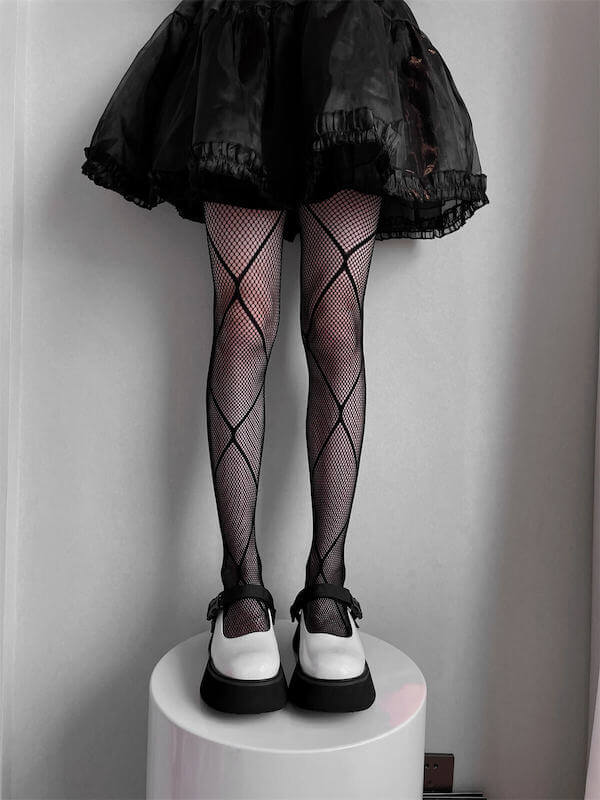 FASHION GEOMETRY CROSSOVER FISHNET TIGHTS