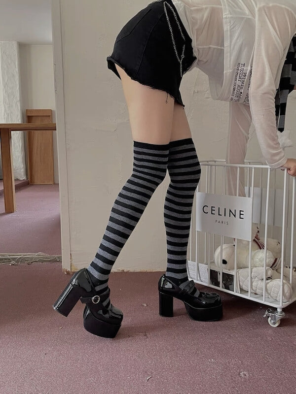 FASHION GIRL CANDY STRIPE STOCKINGS