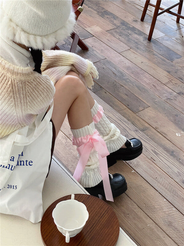 FASHION GIRLY RIBBON BOW LEG WARMERS