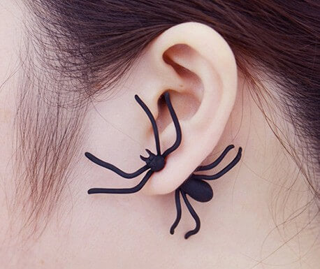 FASHION GOTH BLACK SPIDER EARRING