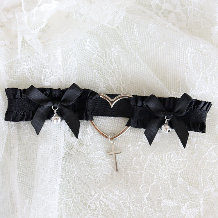 FASHION GOTH PRINCESS LACE BOW HEART GARTER