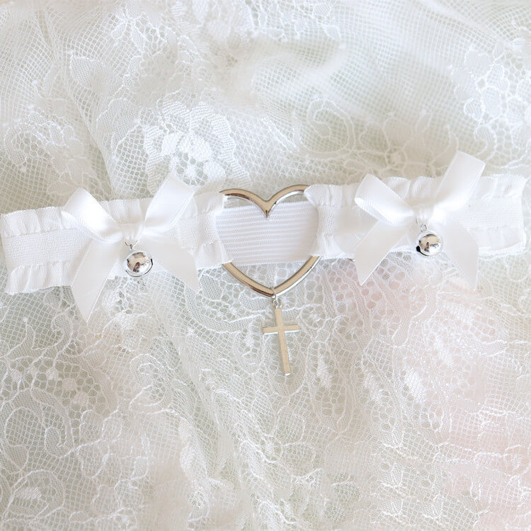 FASHION GOTH PRINCESS LACE BOW HEART GARTER