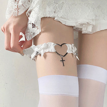 FASHION GOTH PRINCESS LACE BOW HEART GARTER