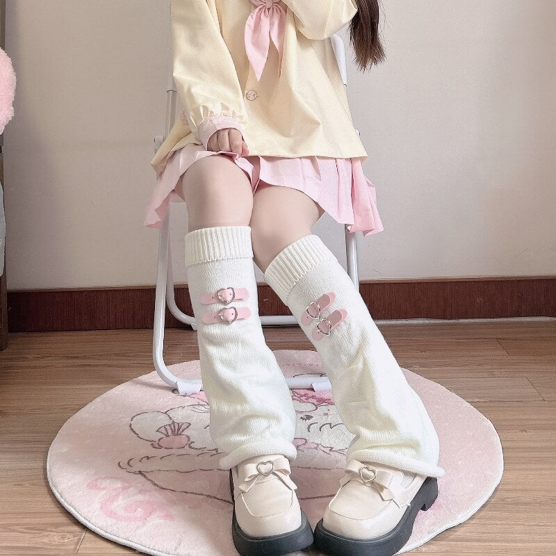 FASHION HEART BUCKLES LEG WARMERS