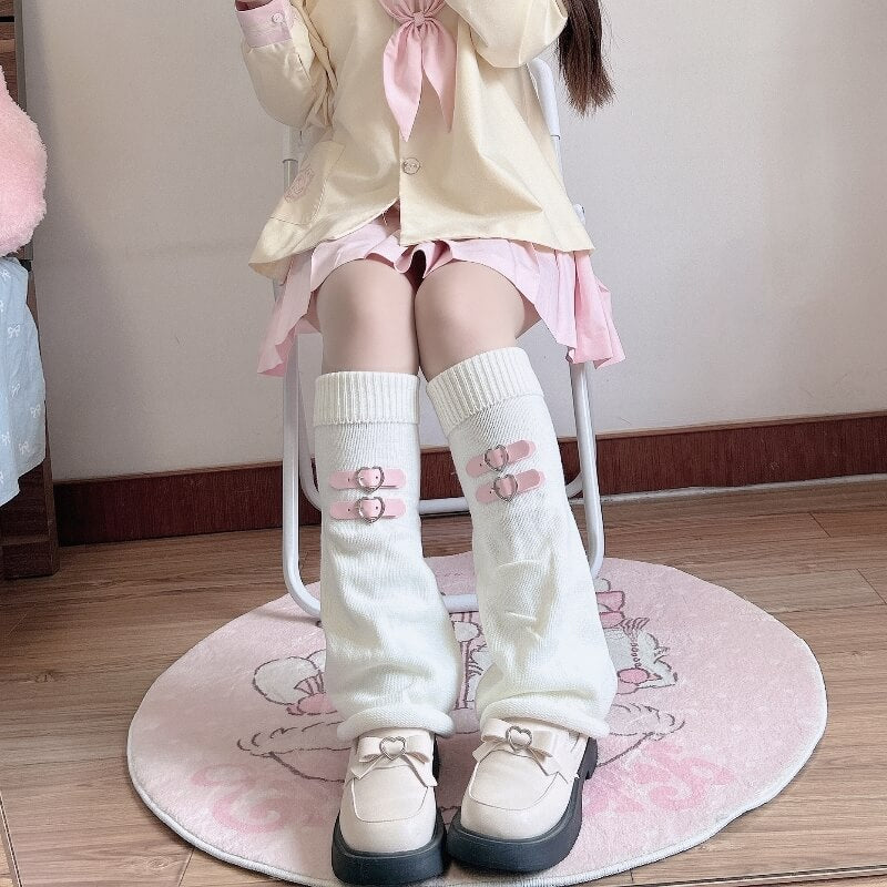 FASHION HEART BUCKLES LEG WARMERS