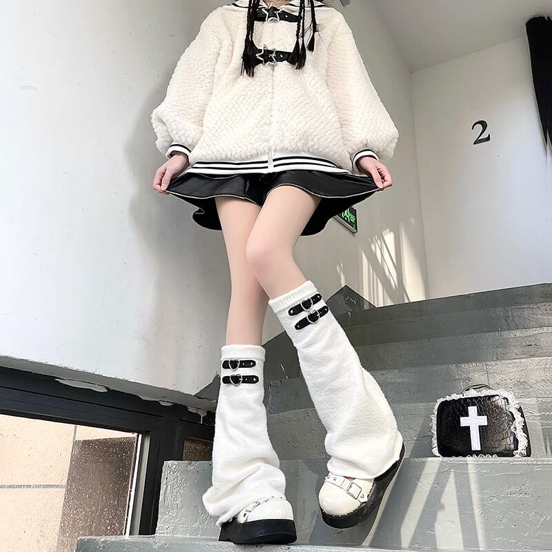 FASHION HEART BUCKLES LEG WARMERS