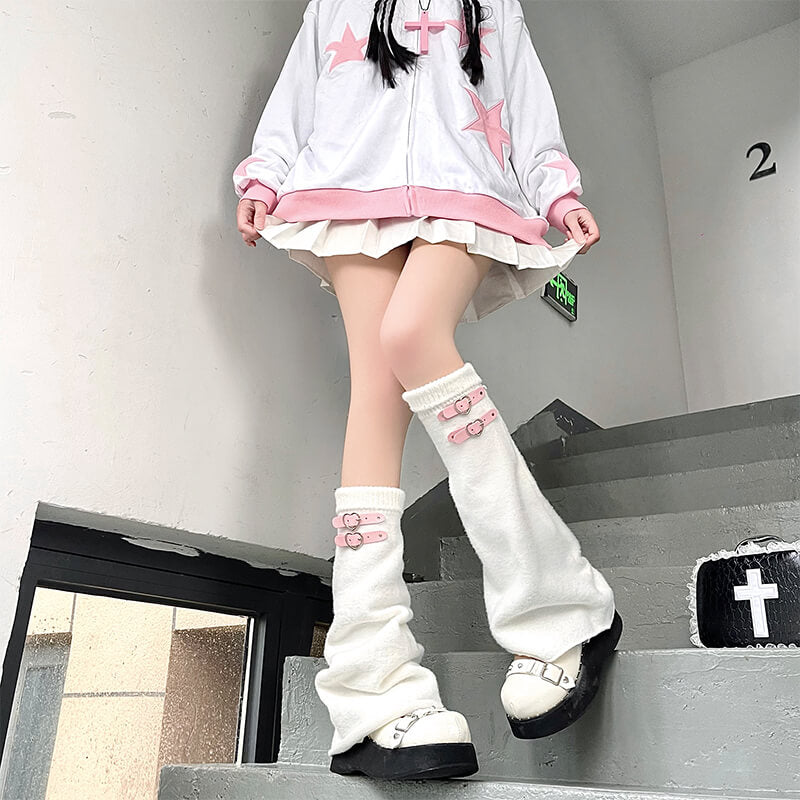FASHION HEART BUCKLES LEG WARMERS