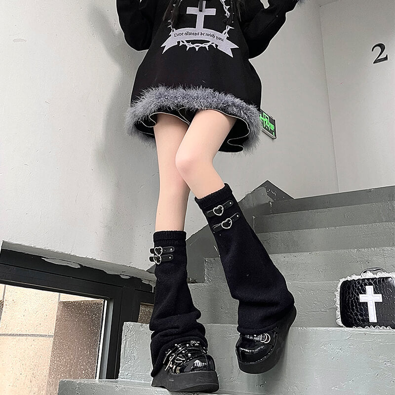 FASHION HEART BUCKLES LEG WARMERS