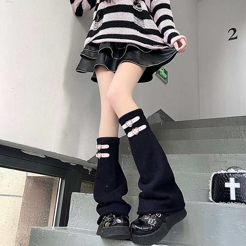 FASHION HEART BUCKLES LEG WARMERS
