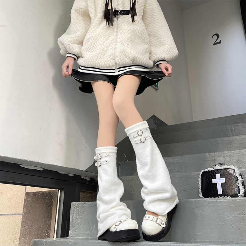 FASHION HEART BUCKLES LEG WARMERS