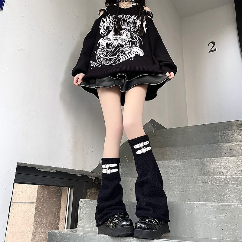 FASHION HEART BUCKLES LEG WARMERS