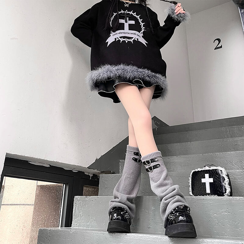 FASHION HEART BUCKLES LEG WARMERS