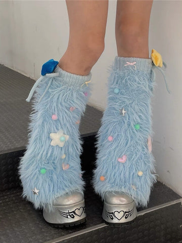 NEW FASHION HOLIDAY STAR FURRY LEG WARMERS