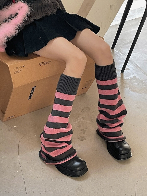 FASHION STRIPES KNIT LEG WARMERS