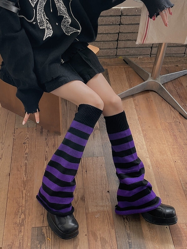 FASHION STRIPES KNIT LEG WARMERS