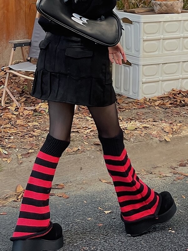 FASHION STRIPES KNIT LEG WARMERS