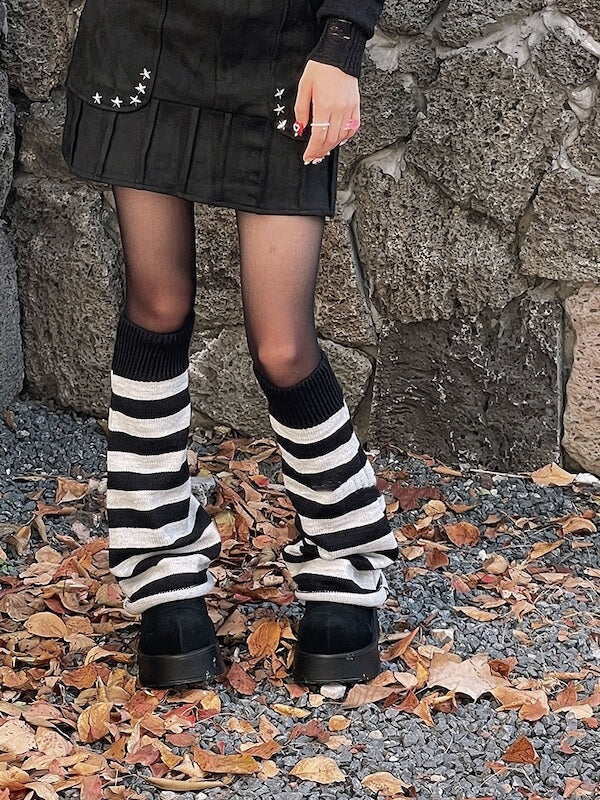 FASHION STRIPES KNIT LEG WARMERS