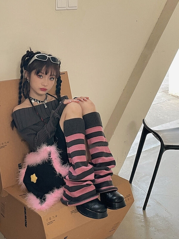 FASHION STRIPES KNIT LEG WARMERS
