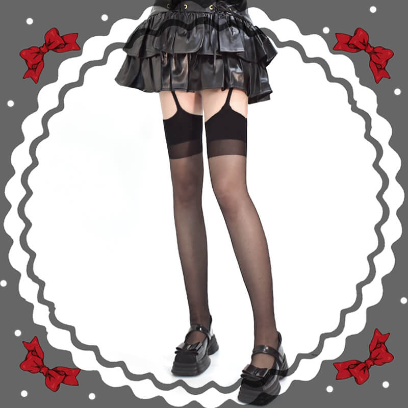 FASHION HOT RED SUSPENDER TIGHTS