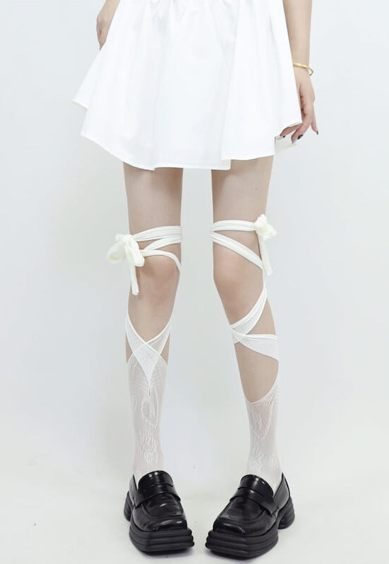 FASHION IRREGULAR LACE RIBBON STOCKINGS