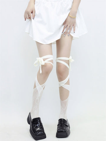 FASHION IRREGULAR LACE RIBBON STOCKINGS