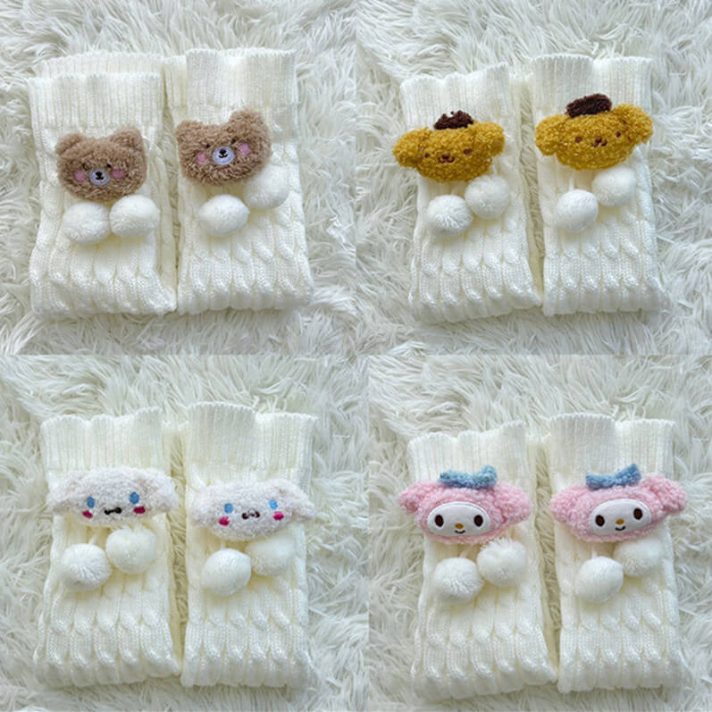 FASHION FLUFFY BEAR MELODY POMPON LEG WARMER