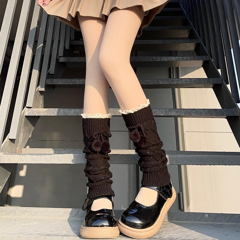 FASHION KAWAII POMPON WINTER LEG WARMERS